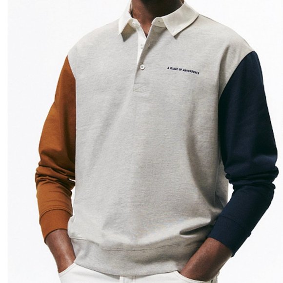 ZARA Men's A Place Of Adventures Color Block Polo Sweatshirt Size Small NWT - Picture 2 of 15
